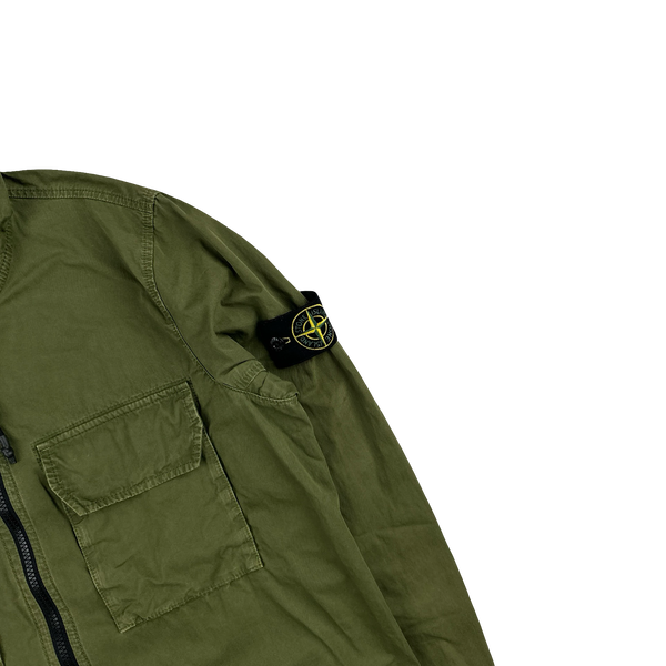 Stone Island 2022 Green Supima Cotton Hooded Overshirt Jacket - Medium