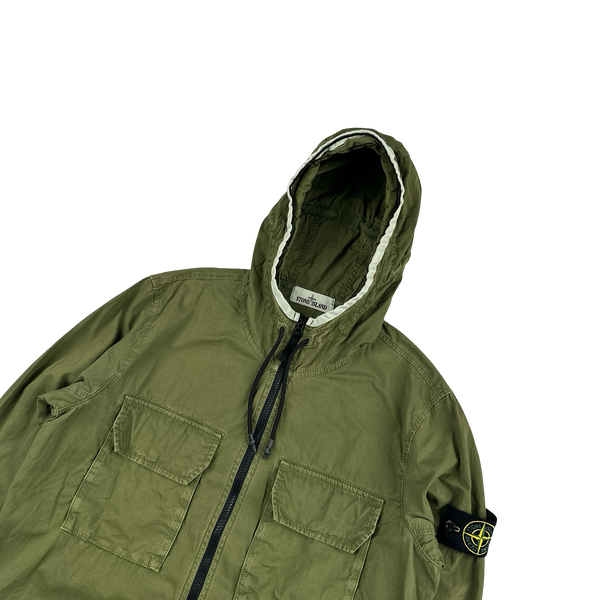 Stone Island 2022 Green Supima Cotton Hooded Overshirt Jacket - Medium