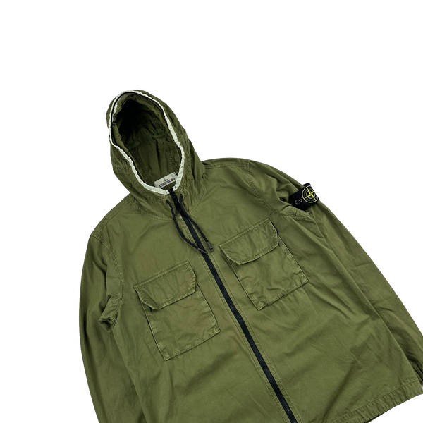 Stone Island 2022 Green Supima Cotton Hooded Overshirt Jacket - Medium
