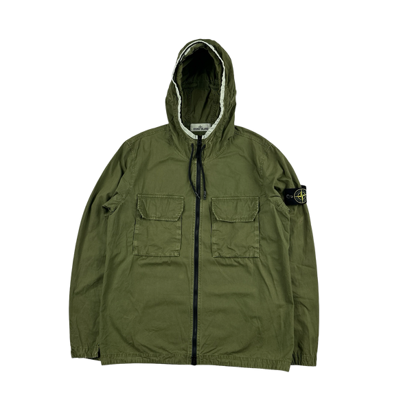 Stone Island 2022 Green Supima Cotton Hooded Overshirt Jacket - Medium