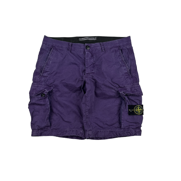 Stone Island 2015 Purple Cotton Cargo Shorts - 34"
