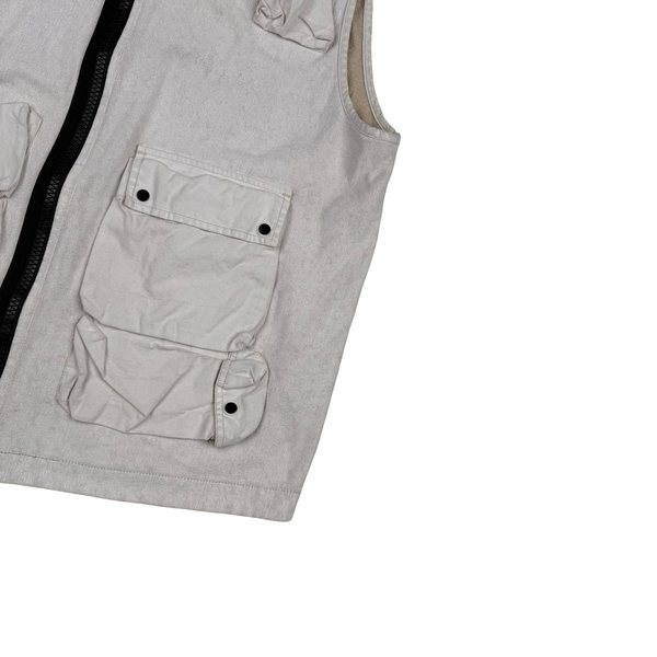 Stone Island 2019 Tela Placcata Spellout Zipped Cargo Gilet - Medium
