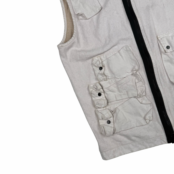 Stone Island 2019 Tela Placcata Spellout Zipped Cargo Gilet - Medium