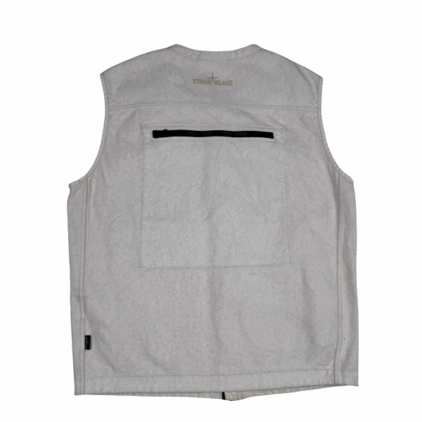 Stone Island 2019 Tela Placcata Spellout Zipped Cargo Gilet - Medium