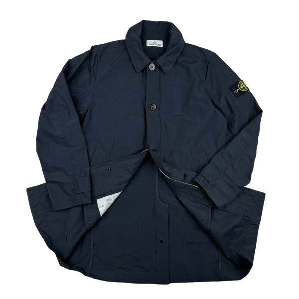 Stone Island Navy Micro Reps Hooded Water Repellent Jacket - Medium