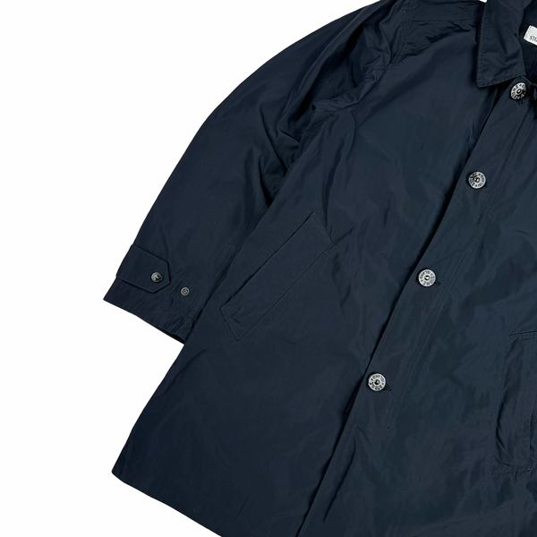Stone Island Navy Micro Reps Hooded Water Repellent Jacket - Medium