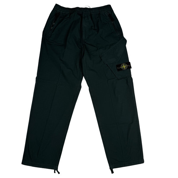 Stone Island 2025 Dark Green Loose Fit Cotton Trousers- 34" Large - 36" XL