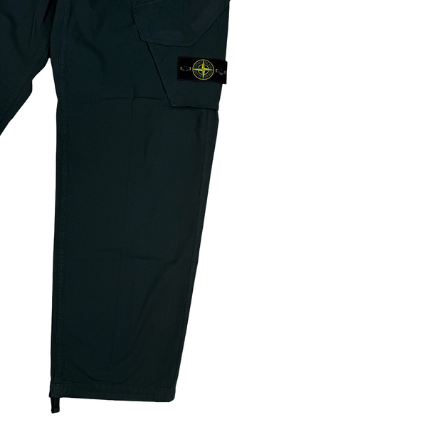 Stone Island 2025 Dark Green Loose Fit Cotton Trousers- 34" Large - 36" XL