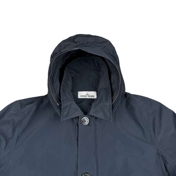Stone Island Navy Micro Reps Hooded Water Repellent Jacket - Medium