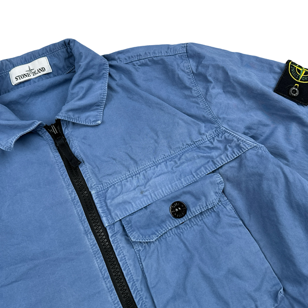 Stone Island 2020 Blue Zipped Cotton Overshirt - Medium