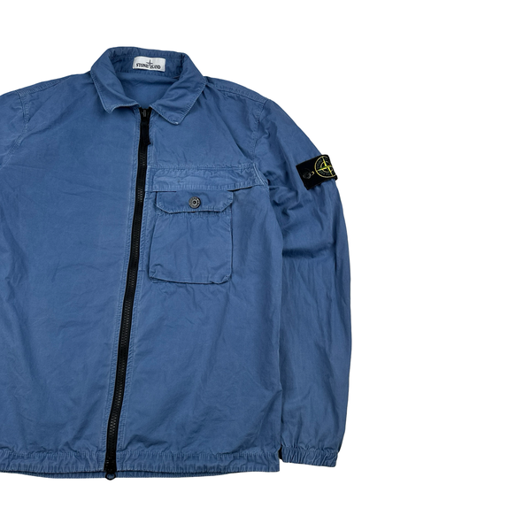 Stone Island 2020 Blue Zipped Cotton Overshirt - Medium