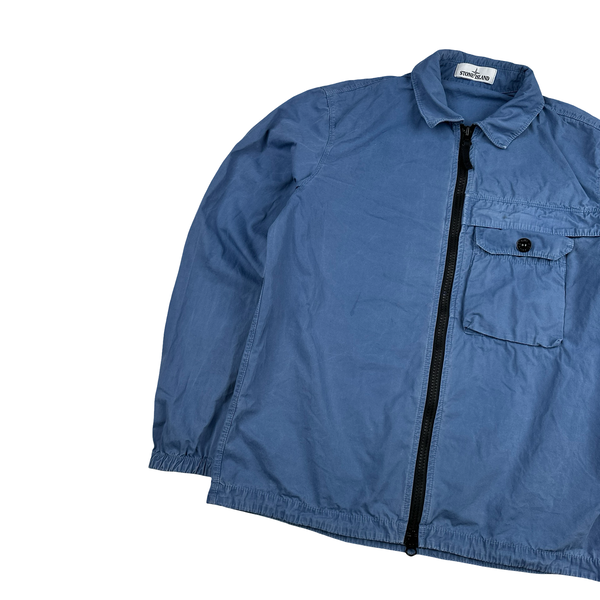 Stone Island 2020 Blue Zipped Cotton Overshirt - Medium