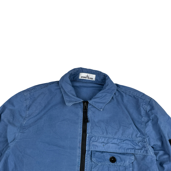 Stone Island 2020 Blue Zipped Cotton Overshirt - Medium