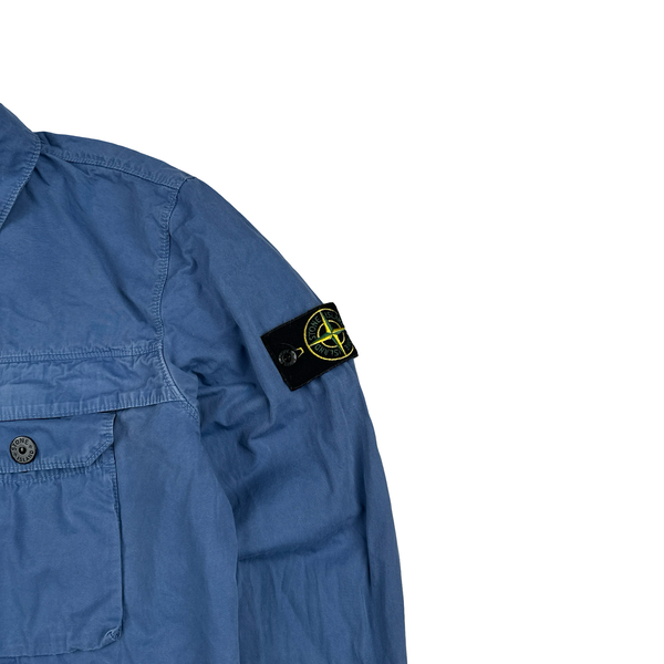 Stone Island 2020 Blue Zipped Cotton Overshirt - Medium