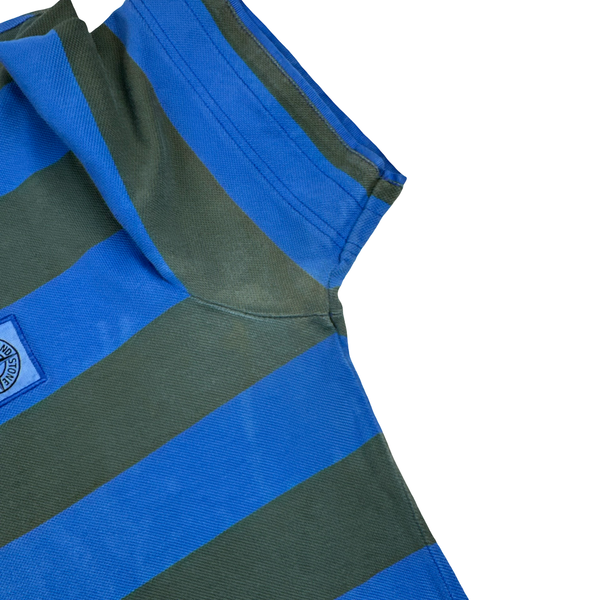 Stone Island 2012 Blue/Green Stripped Cotton Polo Shirt - Medium