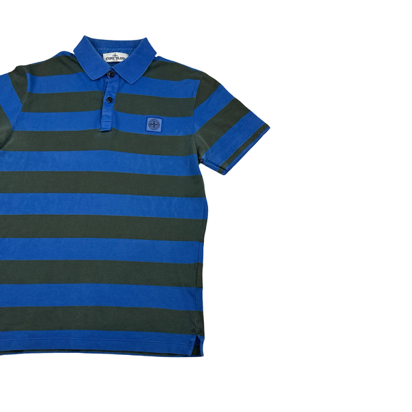 Stone Island 2012 Blue/Green Stripped Cotton Polo Shirt - Medium