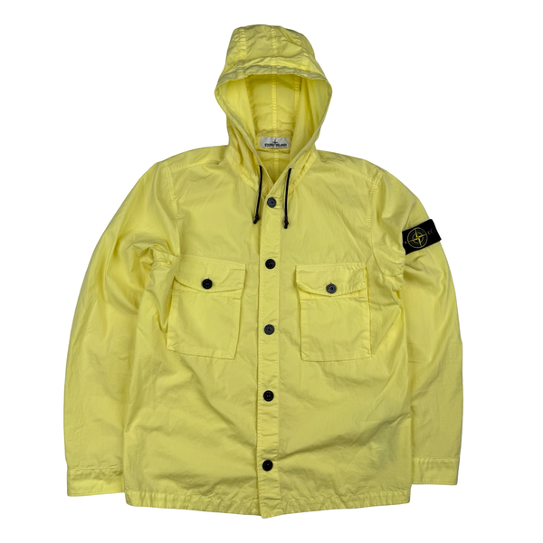 Stone Island 2020 Yellow Lightweight Cotton Blend Hooded Jacket Overshirt - Medium