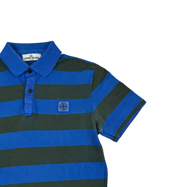 Stone Island 2012 Blue/Green Stripped Cotton Polo Shirt - Medium