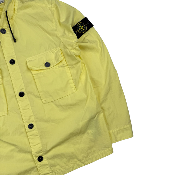 Stone Island 2020 Yellow Lightweight Cotton Blend Hooded Jacket Overshirt - Medium