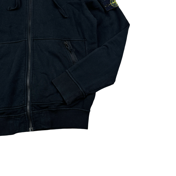 Stone Island 2017 Black Cotton Zipped Hoodie - Large