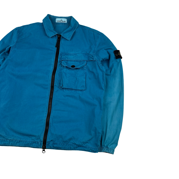 Stone Island 2020 Blue Zipped Chest Pocket Overshirt - Medium