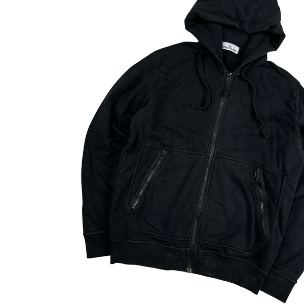 Stone Island 2017 Black Cotton Zipped Hoodie - Large