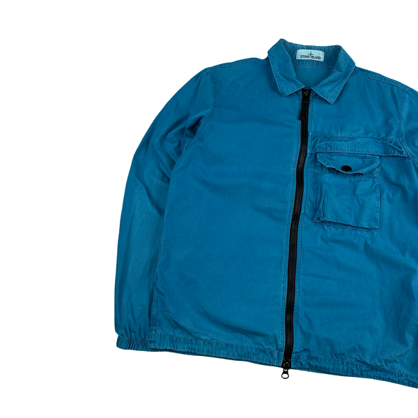 Stone Island 2020 Blue Zipped Chest Pocket Overshirt - Medium