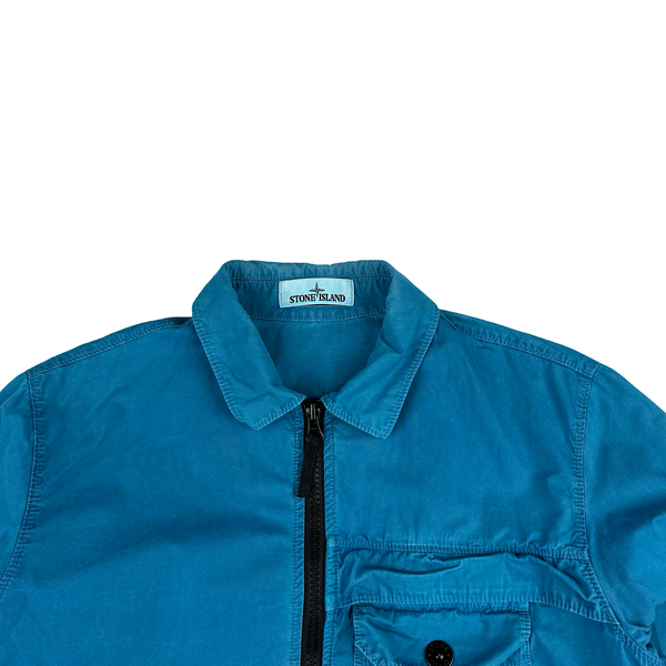 Stone Island 2020 Blue Zipped Chest Pocket Overshirt - Medium