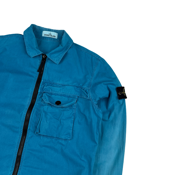 Stone Island 2020 Blue Zipped Chest Pocket Overshirt - Medium