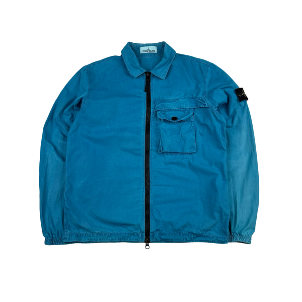 Stone Island 2020 Blue Zipped Chest Pocket Overshirt - Medium