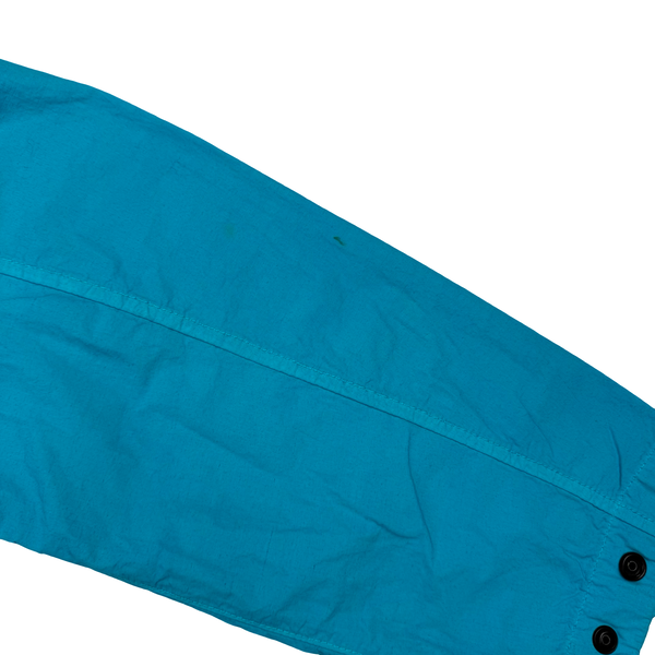 Stone Island 2020 Aqua Blue Single Chest Pocket Full Zip Nylon Overshirt - Large