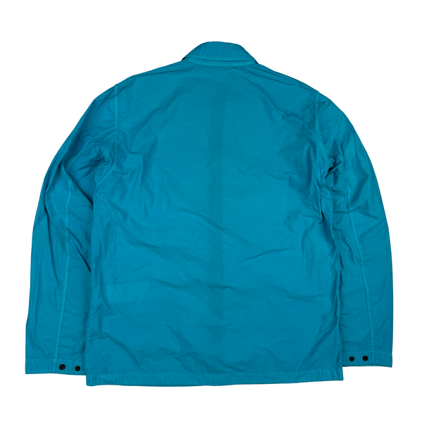 Stone Island 2020 Aqua Blue Single Chest Pocket Full Zip Nylon Overshirt - Large