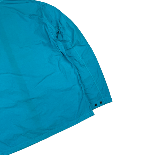 Stone Island 2020 Aqua Blue Single Chest Pocket Full Zip Nylon Overshirt - Large