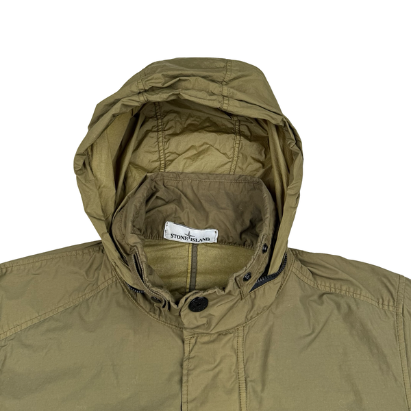 Stone Island 2021 Khaki Nylon Hooded Utility Jacket - Large