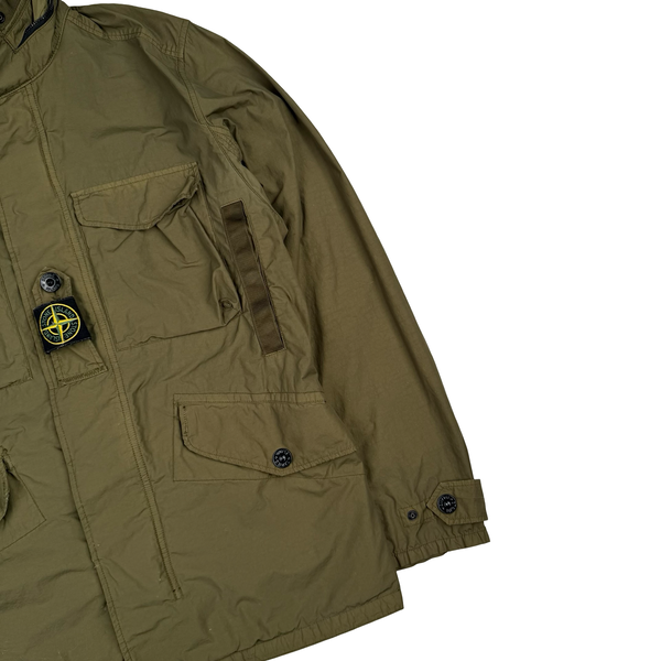 Stone Island 2021 Khaki Nylon Hooded Utility Jacket - Large