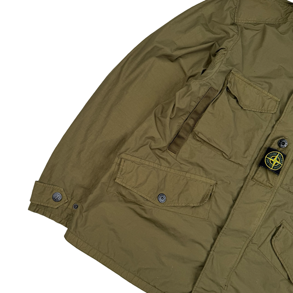Stone Island 2021 Khaki Nylon Hooded Utility Jacket - Large