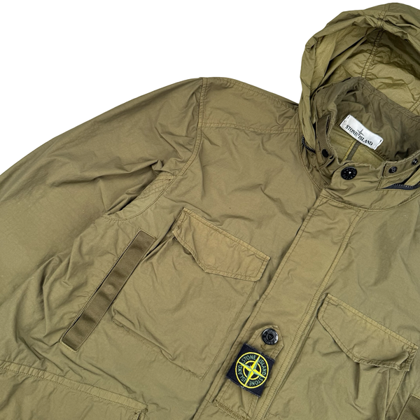 Stone Island 2021 Khaki Nylon Hooded Utility Jacket - Large