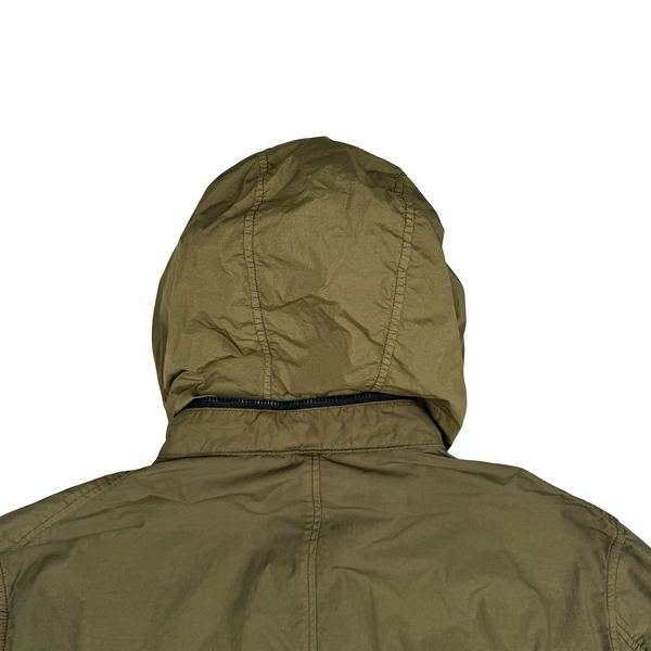 Stone Island 2021 Khaki Nylon Hooded Utility Jacket - Large