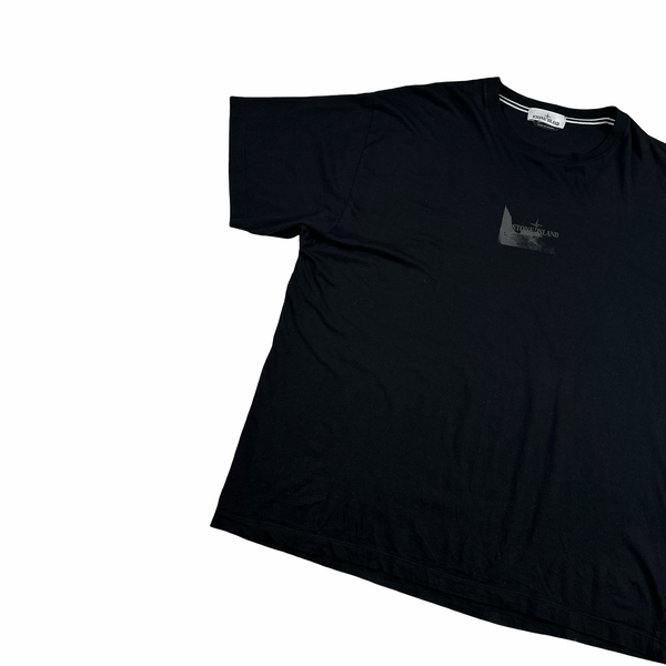 Stone Island Black Spellout Logo T Shirt - 3XL