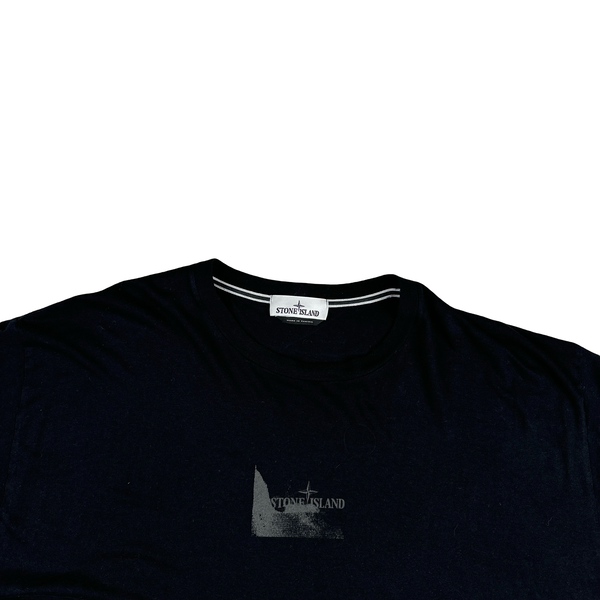 Stone Island Black Spellout Logo T Shirt - 3XL