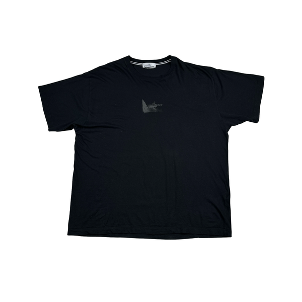 Stone Island Black Spellout Logo T Shirt - 3XL