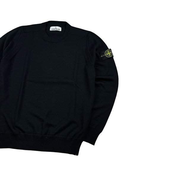 Stone Island 2020 Black Merino Wool Crewneck Jumper - Small