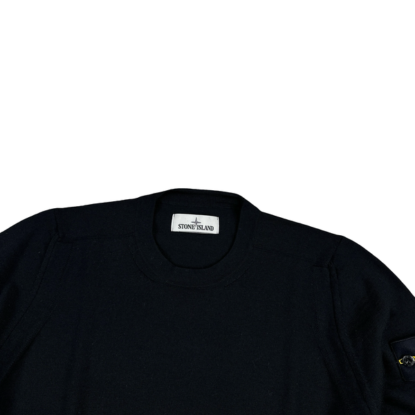 Stone Island 2020 Black Merino Wool Crewneck Jumper - Small