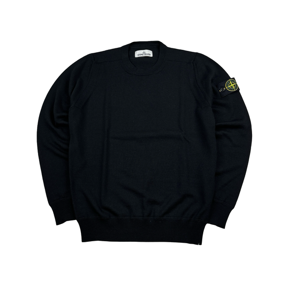 Stone Island 2020 Black Merino Wool Crewneck Jumper - Small