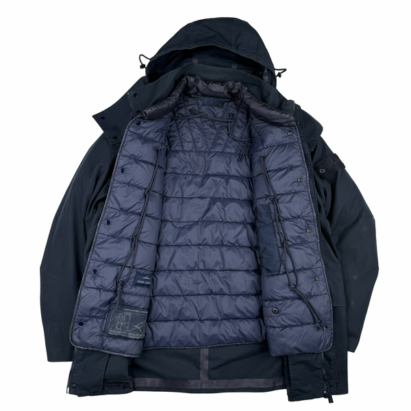 Stone Island 2022 O-Ventile Navy Ghost Piece Down Dutch Rope Puffer Jacket - Large