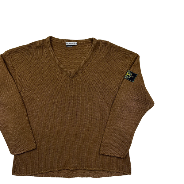 Stone Island 1996 Vintage Brown Knit Pullover - Large