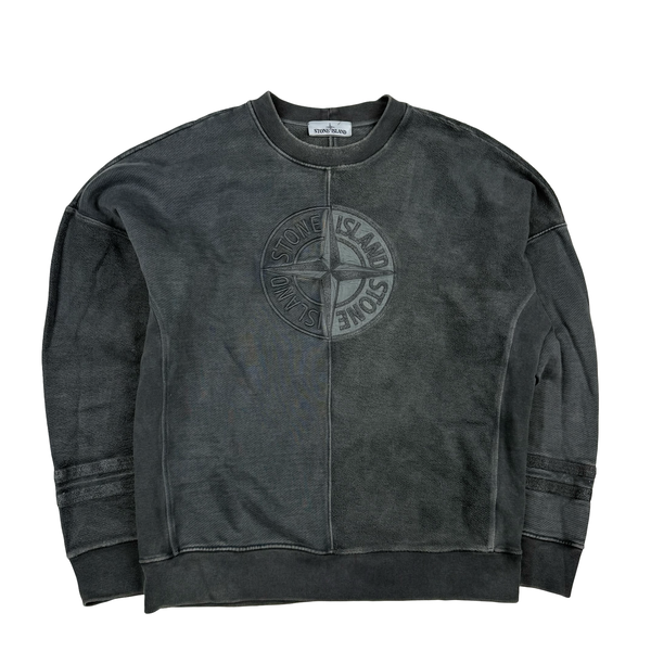 Stone Island 2019 Grey Cotton  Embroidered Compass Crewneck Jumper - Large