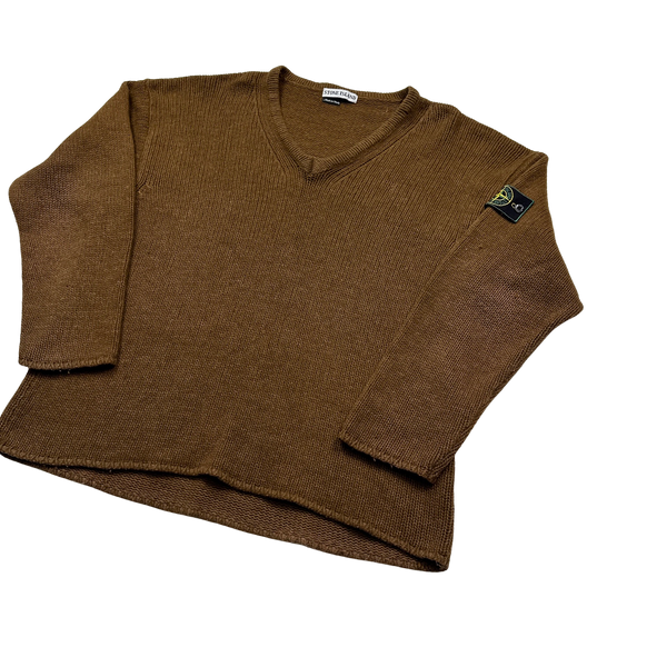 Stone Island 1996 Vintage Brown Knit Pullover - Large