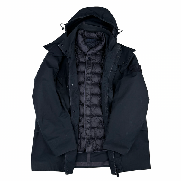 Stone Island 2022 O-Ventile Navy Ghost Piece Down Dutch Rope Puffer Jacket - Large