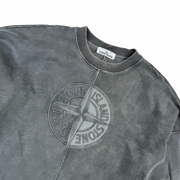 Stone Island 2019 Grey Cotton  Embroidered Compass Crewneck Jumper - Large